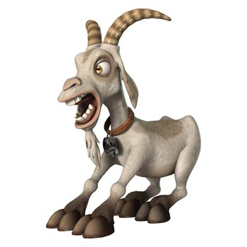 3D digital render of a cartton goat shocked isolated on white background