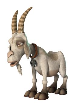 3D digital render of a cartoon goat isolated on white background