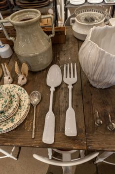  The vintage silverware on rustic wooden background
