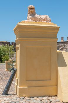 Historic  lion guarding the main entrance to the Castle of Good Hope