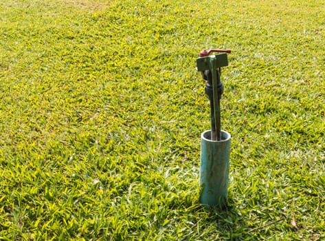 Garden Water Tap in Grass Field