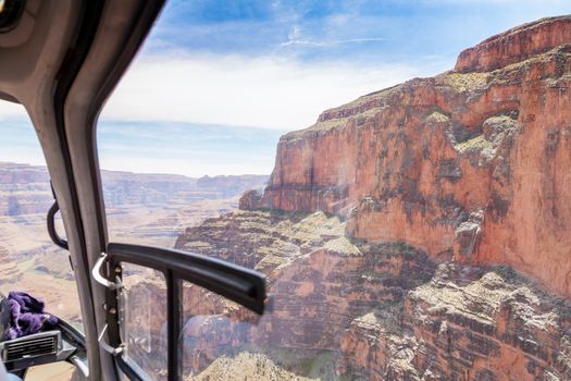 Grand Canyon - National Park Arizona USA.View from the window of the helicopter