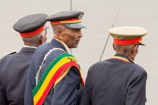 Addis Ababa - May 5: Arbegnoch, Patriots and old war veterans attend the 74th anniversary of Patriots' Victory day commemorating the defeat of the invading Italians on May 5, 2015 in Addis Ababa, Ethiopia.