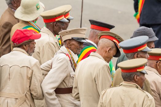 Addis Ababa - May 5: Arbegnoch, Patriots and old war veterans attend the 74th anniversary of Patriots' Victory day commemorating the defeat of the invading Italians on May 5, 2015 in Addis Ababa, Ethiopia.