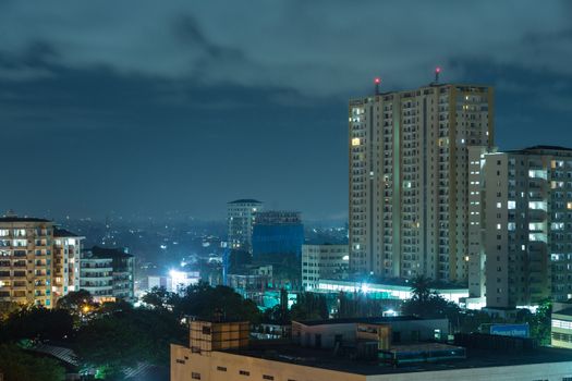 View of the downtown area of the city of Dar Es Salaam, Tanzania, at night