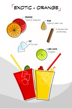 Illustration of cocktail exotic orange