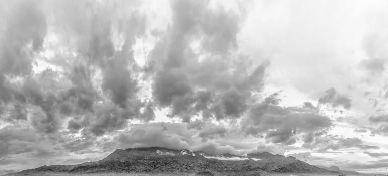 Moving clouds covering the Uluguru Mountains in the city of Morogoro, Eastern Region of Tanzania, Africa.