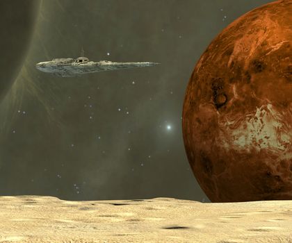 A star-ship visits one of asteroids near the planet of Mercury during a investigative voyage to the inner solar system.