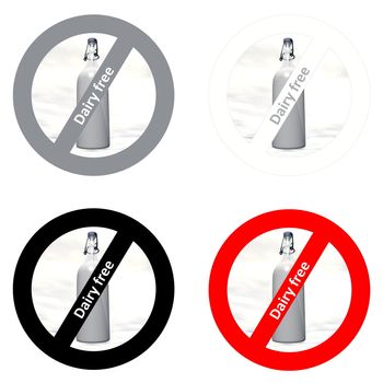 Four stickers for dairy free products in white background