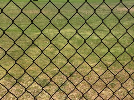 Chain link fence with grass behind