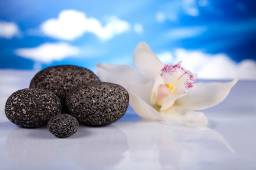 Balanced zen stones, magical ambient atmosphere theme