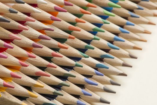 Abstract composition of a set wooden colour pencils