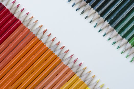 Abstract composition of a set wooden colour pencils