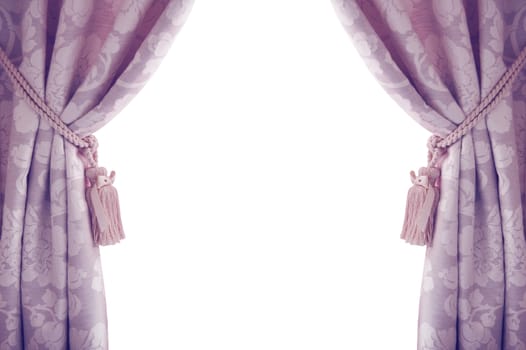 Curtains isolated on white background, purple color