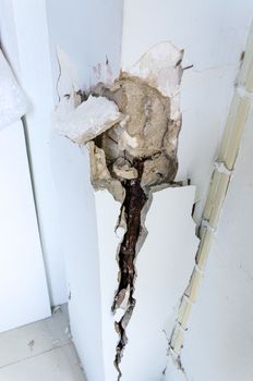 Cracked column and reinforced concrete structure