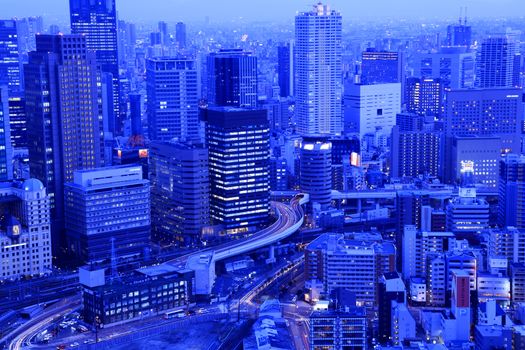 Osaka night view in, Osaka City, Osaka Prefecture, Japan