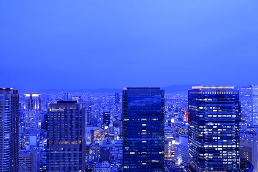 Osaka night view in, Osaka City, Osaka Prefecture, Japan