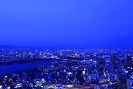 Osaka night view in, Osaka City, Osaka Prefecture, Japan