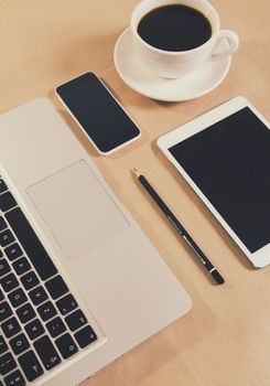 Technology. Electronics on the table