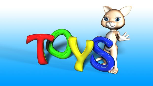 Toon Cat Figure holding TOYS text