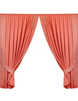 beautiful red curtain isolated on white background
