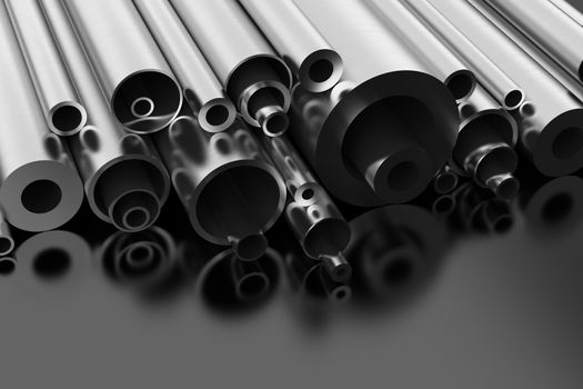 Steel Profiles on black background