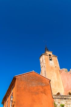 View on beautiful medieval village of Roussillon. Roussillon ocher village is included in list of "The most beautiful villages of France".