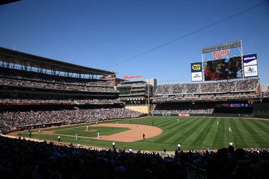 Target Field, home ballpark of the Minnesota Twins, returned outdoor baseball to the twin cities.