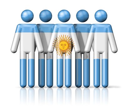 Flag of Argentina on stick figure - national and social community symbol 3D icon