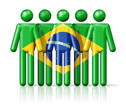 Flag of Brazil on stick figure - national and social community symbol 3D icon