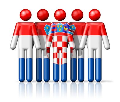 Flag of Croatia on stick figure - national and social community symbol 3D icon