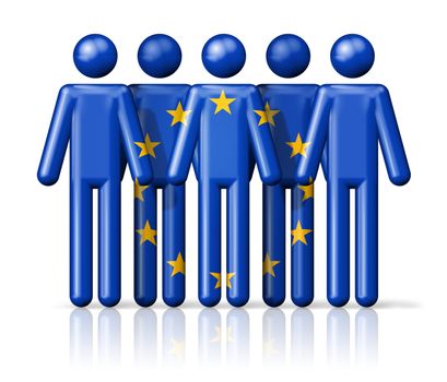 Flag of European union on stick figure - national and social community symbol 3D icon