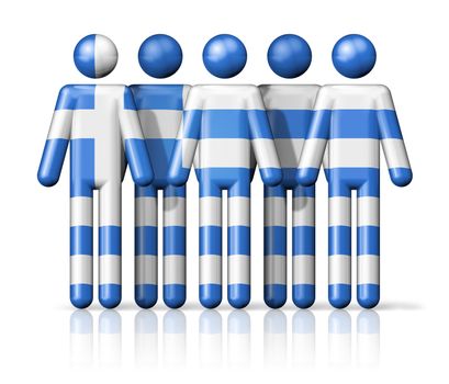 Flag of Greece on stick figure - national and social community symbol 3D icon