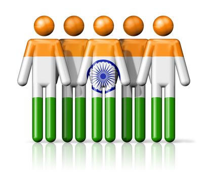 Flag of India on stick figure - national and social community symbol 3D icon