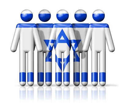 Flag of Israel on stick figure - national and social community symbol 3D icon