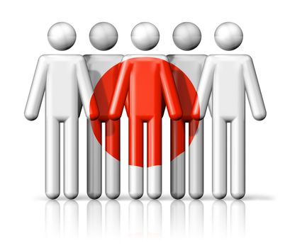 Flag of Japan on stick figure - national and social community symbol 3D icon