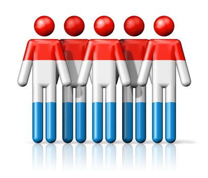 Flag of Luxembourg on stick figure - national and social community symbol 3D icon