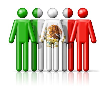 Flag of Mexico on stick figure - national and social community symbol 3D icon