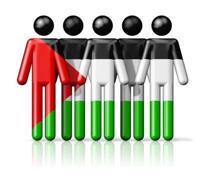 Flag of Palestine on stick figure - national and social community symbol 3D icon