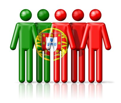 Flag of Portugal on stick figure - national and social community symbol 3D icon