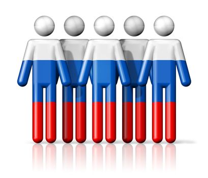 Flag of Russia on stick figure - national and social community symbol 3D icon