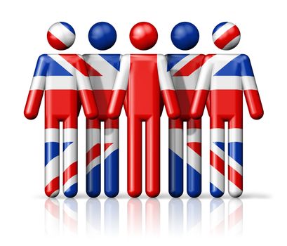 Flag of United Kingdom, UK on stick figure - national and social community symbol 3D icon