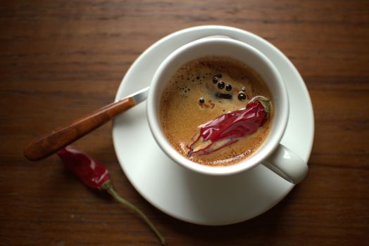 Coffee with chilly pepper to get more taste