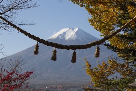 This photo was shot from the area around Mt.Fuji in Autumn. It is time to start snow cap on the top of Mt.Fuji. Chureito pagoda in one of the most famous to visit.