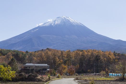 This photo was shot from the area around Mt.Fuji in Autumn. It is time to start snow cap on the top of Mt.Fuji. There are 5 lake around Mt.Fuji.