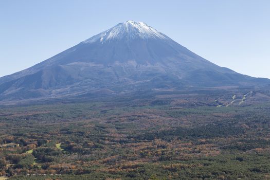 This photo was shot from the area around Mt.Fuji in Autumn. It is time to start snow cap on the top of Mt.Fuji. There are 5 lake around Mt.Fuji. This is shot from Mt.Koyodai.
