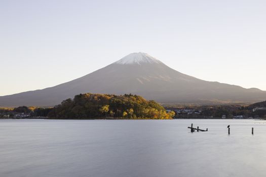 This photo was shot from the area around Mt.Fuji in Autumn. It is time to start snow cap on the top of Mt.Fuji. There are 5 lake around Mt.Fuji.