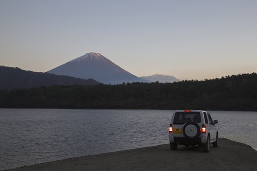 This photo was shot from the area around Mt.Fuji in Autumn. It is time to start snow cap on the top of Mt.Fuji. There are 5 lake around Mt.Fuji.