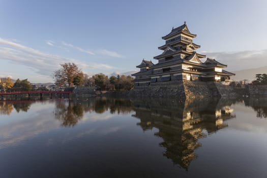 This photo was shot from Matsumoto Castle, Japan in early morning. The soft sunlight touch the castle is so beautiful.