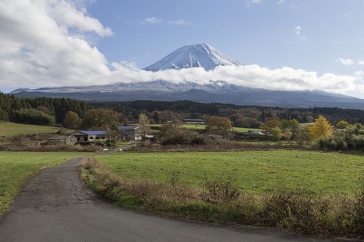 This photo was shot from the area around Mt.Fuji in Autumn. It is time to start snow cap on the top of Mt.Fuji. There are 5 lake around Mt.Fuji.